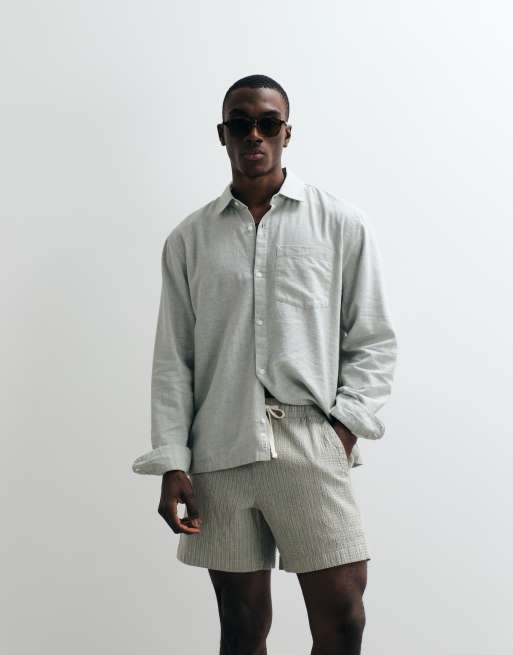 Hollister – Grönrandiga shorts i bäckebölja med elastisk midja, 2 av 5