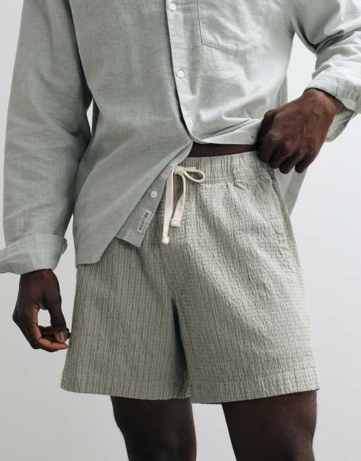 Hollister – Grönrandiga shorts i bäckebölja med elastisk midja, 4 av 5