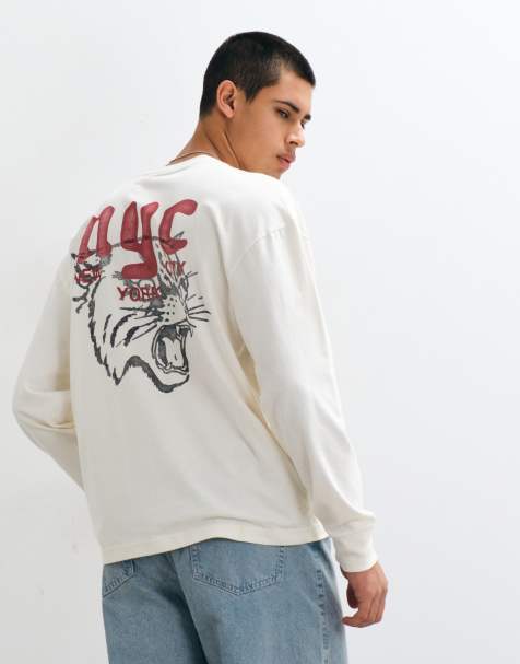 Hollister grunge NYC back graphic long sleeve t-shirt in white - view 1