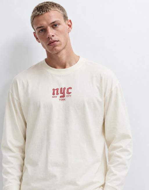Hollister grunge NYC back graphic long sleeve t-shirt in white, 10 of 10