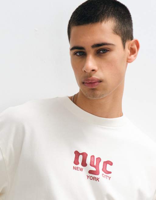 Hollister grunge NYC back graphic long sleeve t-shirt in white, 2 of 10
