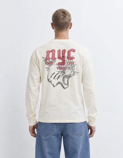 Hollister grunge NYC back graphic long sleeve t-shirt in white, 7 of 10