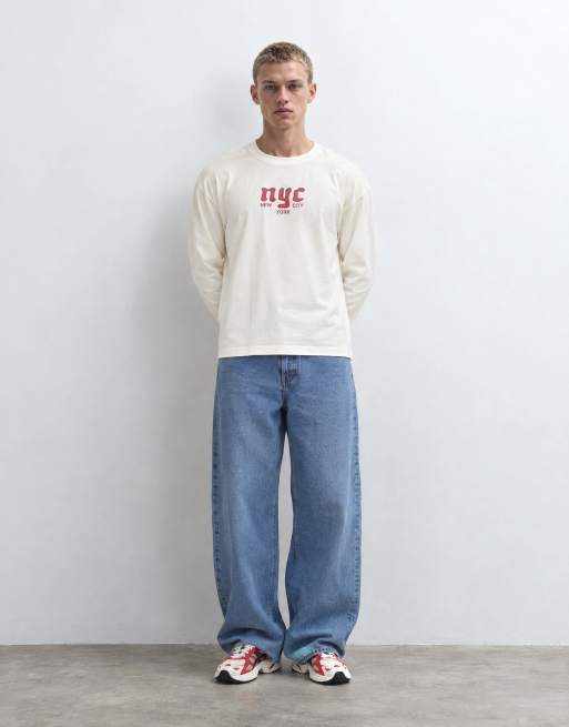 Hollister grunge NYC back graphic long sleeve t-shirt in white, 8 of 10