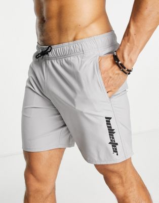 Hollister guard 7inch logo swim shorts in dark grey