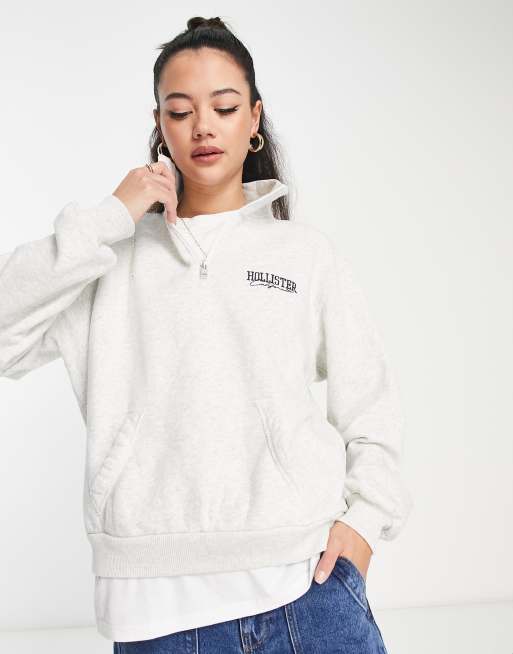 Hollister half zip sweat in grey marl