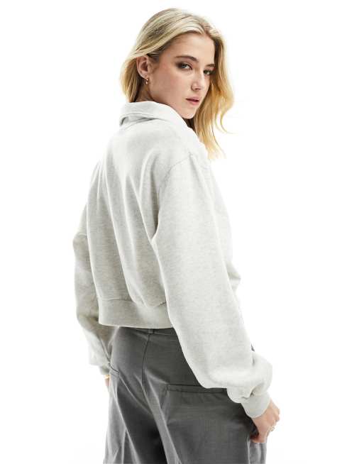 HOLLISTER Womens Zip Hoodie Sweater UK 8 Small Grey Cotton