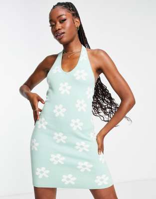 Hollister halter dress in green floral | ASOS