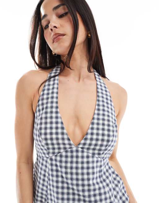 navy blue dress for baby girl Cami Plaid A Line Mini Dress In PINK main image 1