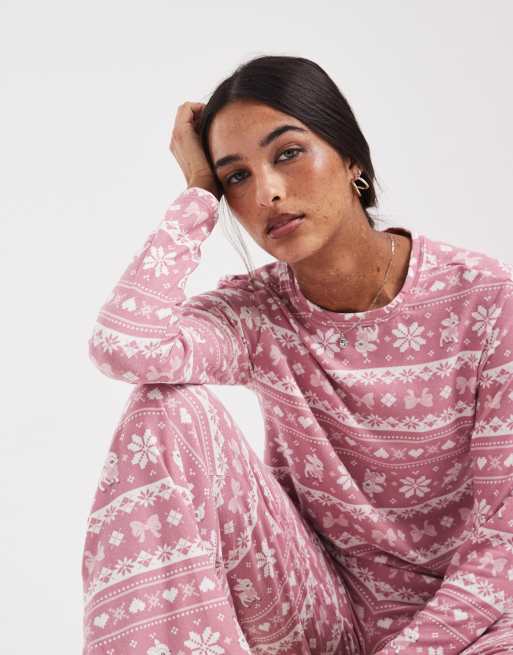 Hollister - Haut d'ensemble de pyjama à imprimé jacquard avec col échancré et manches longues, 2 de 4