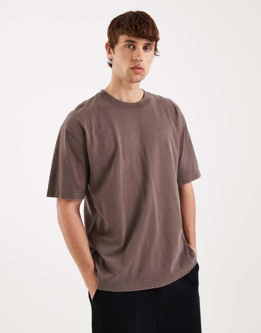 Hollister heavyweight boxy oversized t-shirt in washed brown