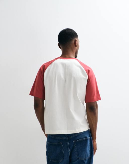 Hollister heavyweight boxy raglan t-shirt in white and red, 5 of 5
