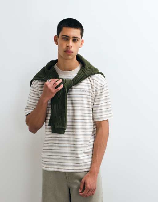 Hollister heavyweight boxy t-shirt in cream stripe, 5 of 5