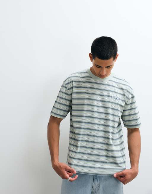 Hollister heavyweight boxy t-shirt in green stripe, 3 of 5