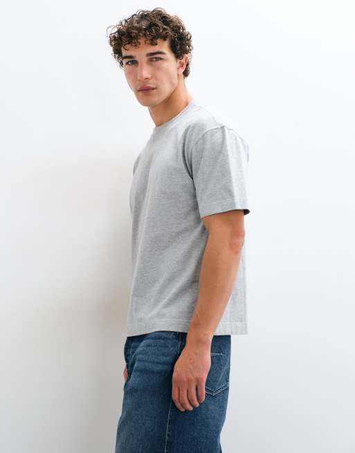 Hollister heavyweight boxy T-shirt in grijs gemêleerd, 1 van 9