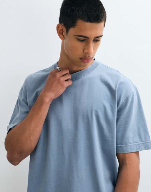 Hollister heavyweight boxy t-shirt in powder blue, 2 of 5