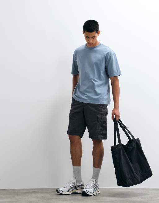 Hollister heavyweight boxy t-shirt in powder blue, 3 of 5