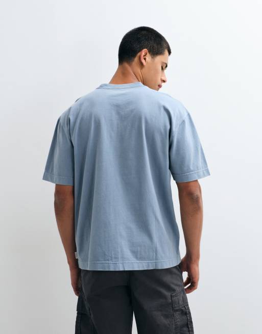 Hollister heavyweight boxy t-shirt in powder blue, 4 of 5