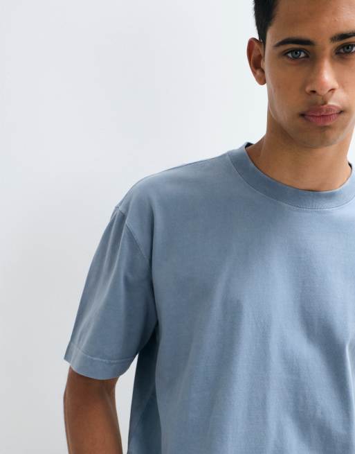 Hollister heavyweight boxy t-shirt in powder blue, 5 of 5