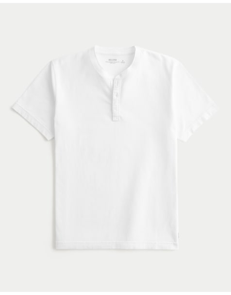 Hollister Heavyweight classic fit short-sleeve henley in white - view 1