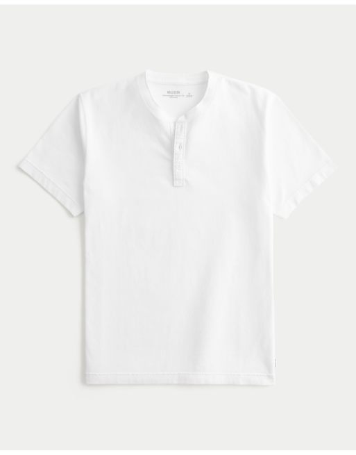 Hollister Heavyweight classic fit short-sleeve henley in white