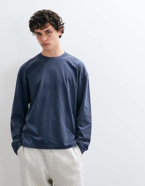 Hollister heavyweight long sleeve t-shirt in navy - view 1