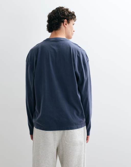 Hollister heavyweight long sleeve t-shirt in navy, 4 of 5