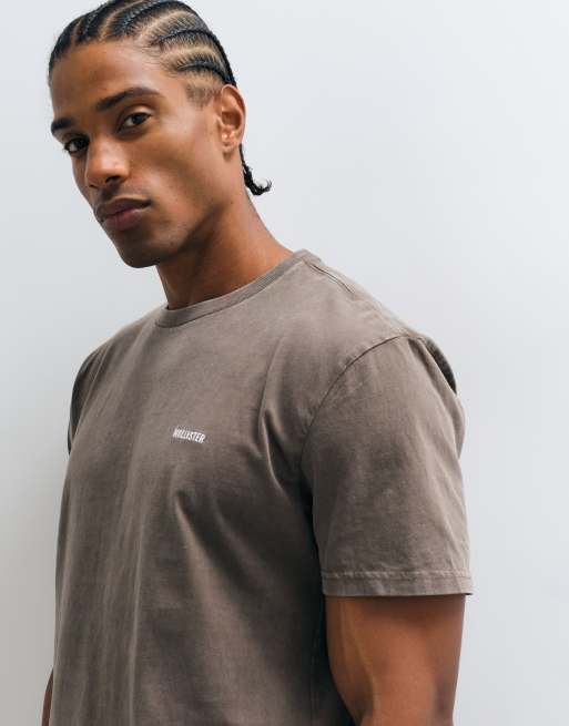 Hollister heavyweight relaxed fit t-shirt in washed brown, 1 of 5