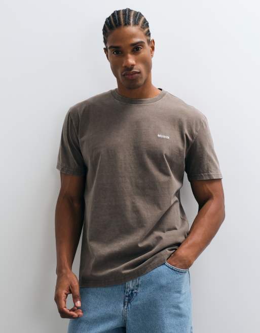 Hollister heavyweight relaxed fit t-shirt in washed brown, 2 of 5