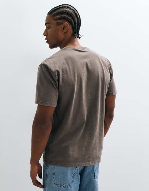 Hollister heavyweight relaxed fit t-shirt in washed brown, 4 of 5