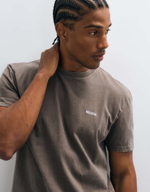 Hollister heavyweight relaxed fit t-shirt in washed brown, 5 of 5