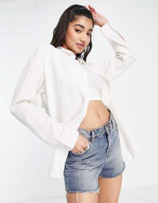 Hollister – Hemdbluse aus Leinen in Weiß