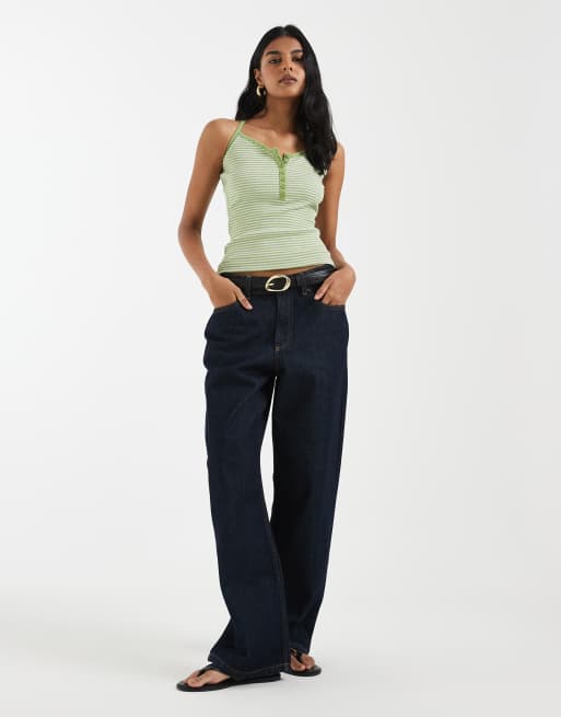 Hollister henley cami in green stripe, 2 of 4