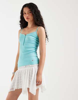 Hollister henley cami top in light blue