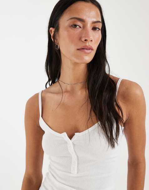 Hollister henley cami top in white - view 1