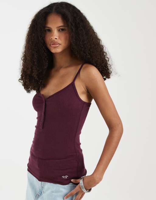 Hollister henley-linne i burgundy, 3 av 4