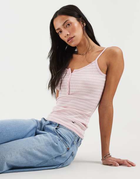 Hollister henley-linne med rosa ränder - view 1