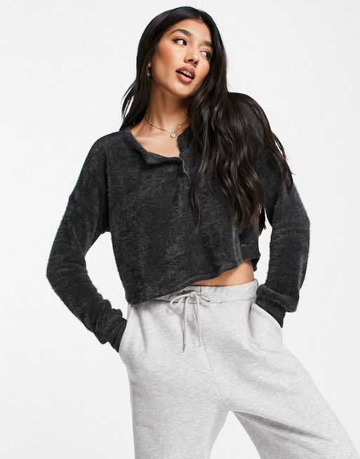 Hollister cosy ribbed henley top, ASOS