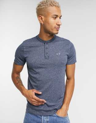 Hollister Long Sleeve Lace Trim Henley Top In Gray-grey | ModeSens