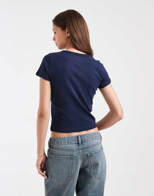 Hollister – Henley-T-Shirt in Marineblau, 3 von 4