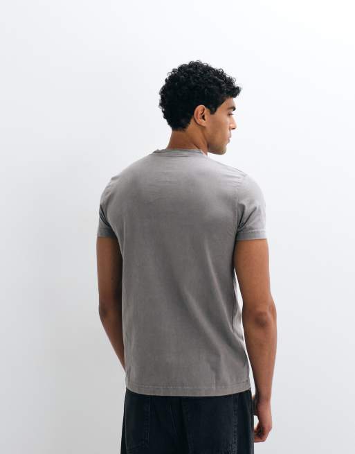 Hollister – Henley-T-Shirt in verwaschenem Grau, 4 von 5