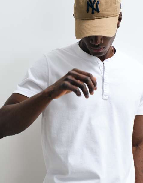 Hollister – Henley-T-Shirt in Weiß - view 1