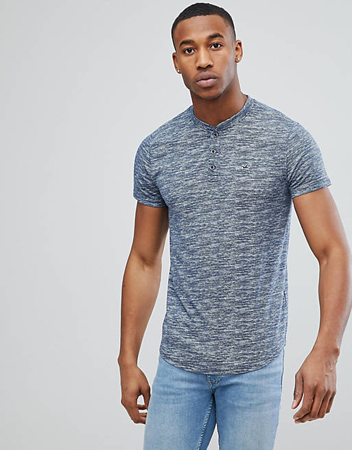 Hollister Henley T-Shirt Slim Fit Icon Logo in Navy