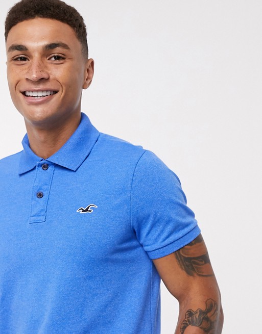 Hollister heritage icon logo slim fit polo in blue