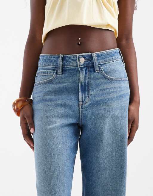 Hollister high rise baggy jeans in mid blue, 4 of 5