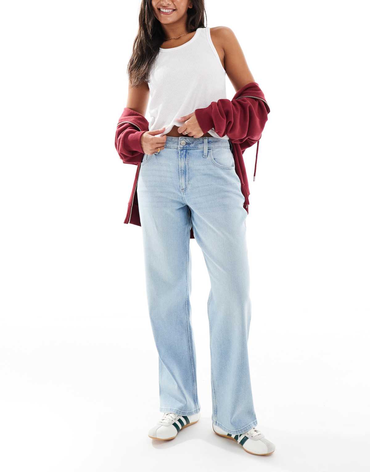 Hollister high rise curvy dad jeans in medium blue wash
