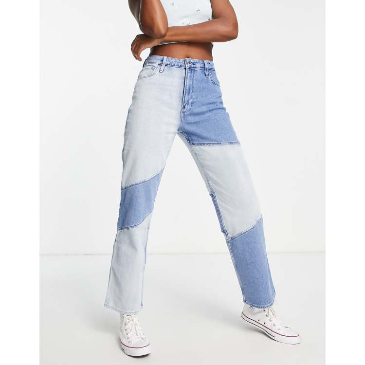 Hollister high rise dad jean in patchwork denim ASOS