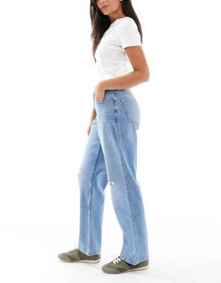 Hollister High Rise Dad Jeans In Blue