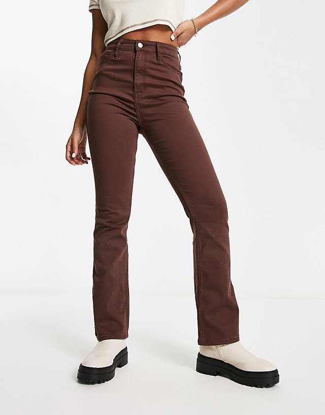 Hollister - high rise flare jeans in brown