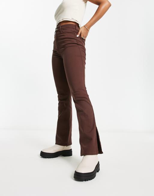 Hollister high rise flare jeans in brown ASOS