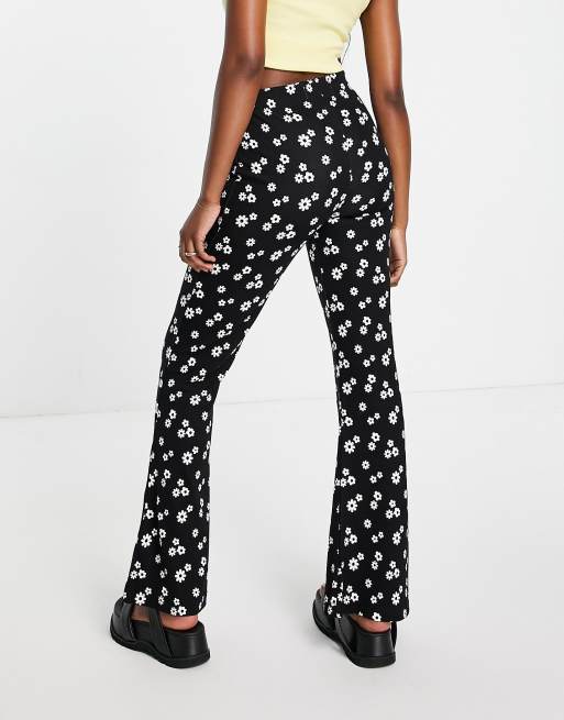 Hollister high rise flare pants in black ditsy ASOS